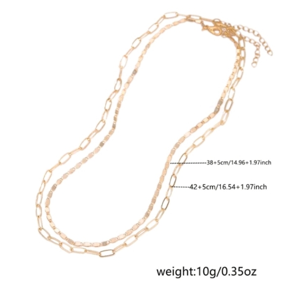 NEW Anthropologie Two Layered Paperclip & Valentino Link Gold Necklace - Picture 3 of 4